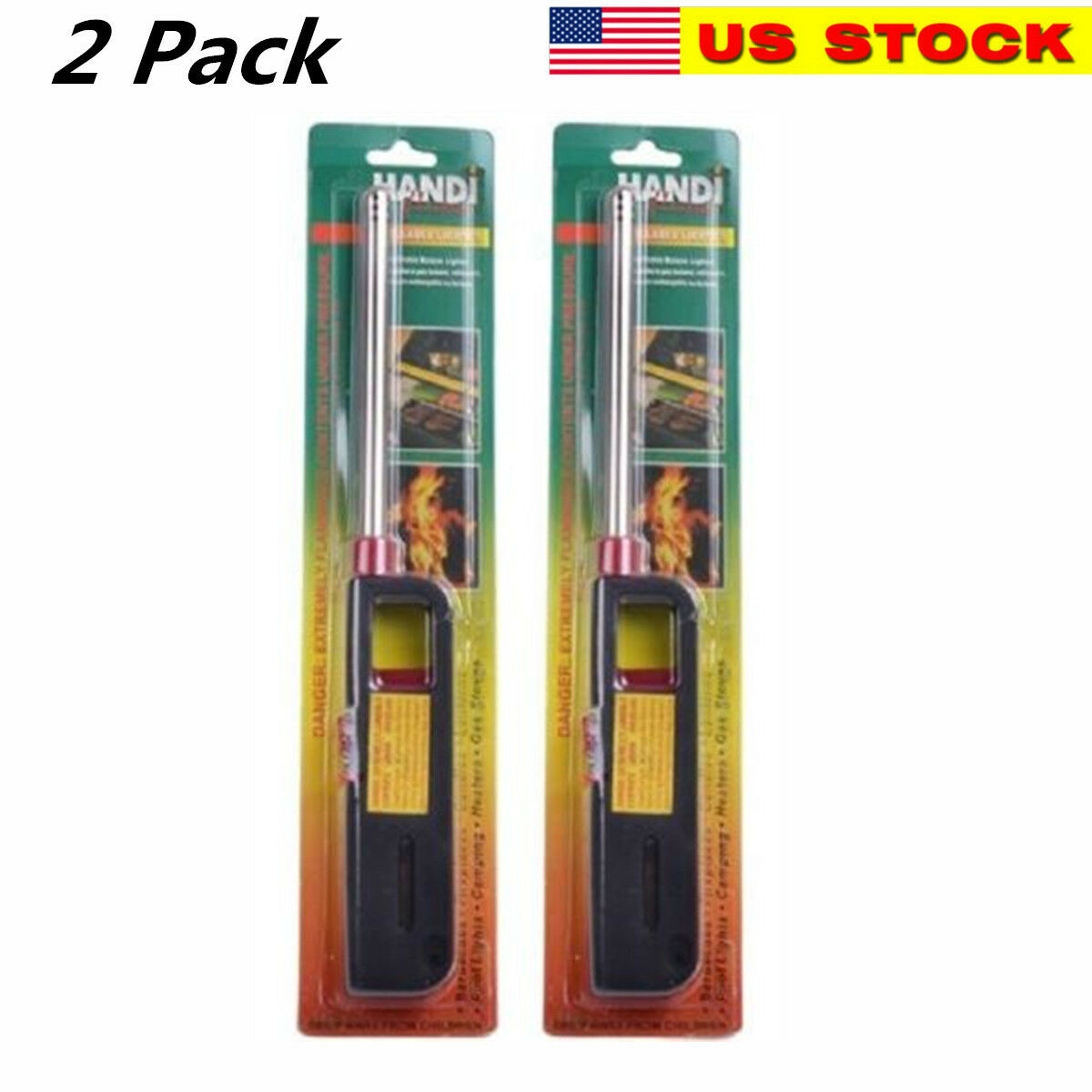 2pk Bbq Grill Lighter Refillable Butane Gas Candle Fireplace Kitchen Stove Long